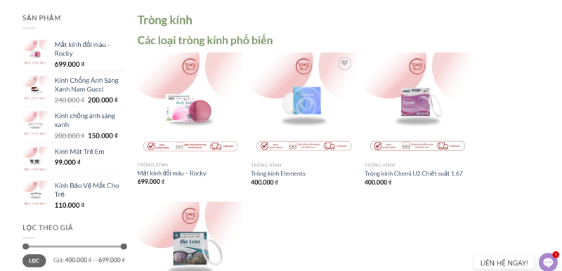 Các loại tròng kính cận và giá 